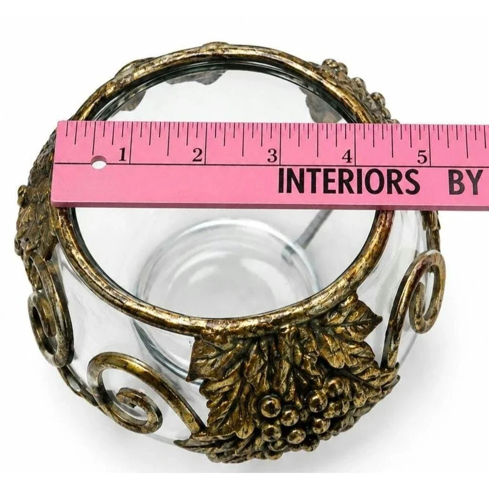 Ornate Gold Grapevine Glass Jar with Lid – Made in Philippines